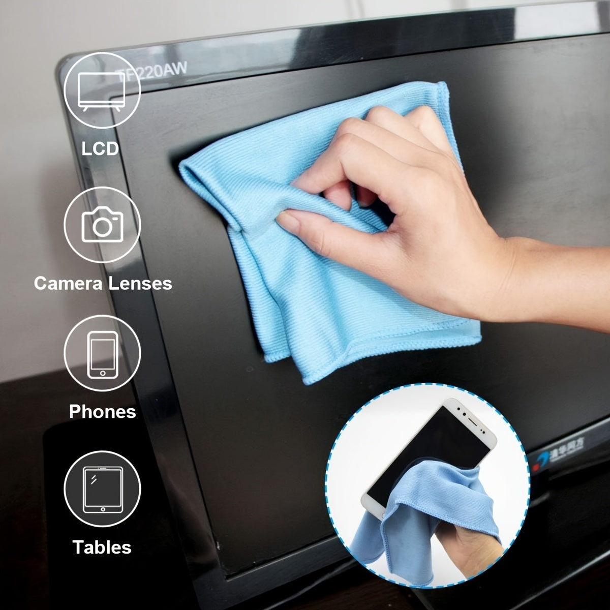 Microfiber Glass Cleaning Cloths - Choose from a pack of 5 or 10 pieces to quickly clean windows, stainless steel, auto care, mirrors, windshield, computer screens, TV, tablets, dishes, camera lenses. Chemical free, lint free, scratch free. Available in