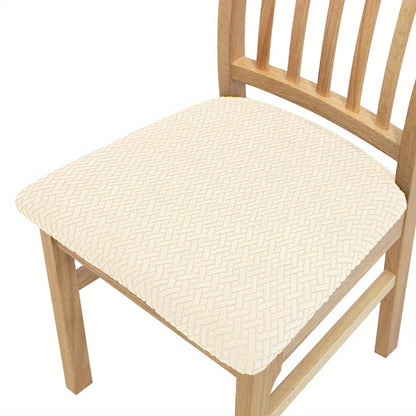 Knitted twill chair seat covers for dining chairs, perfect for weddings or home decor.