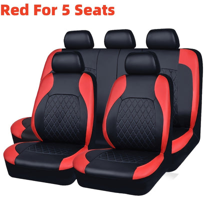 Upgrade your car seats with premium 5-seater comfort car seat covers featuring PU leather diamond pattern, suitable for airbags, breathable, with zipper design for a luxurious experience.