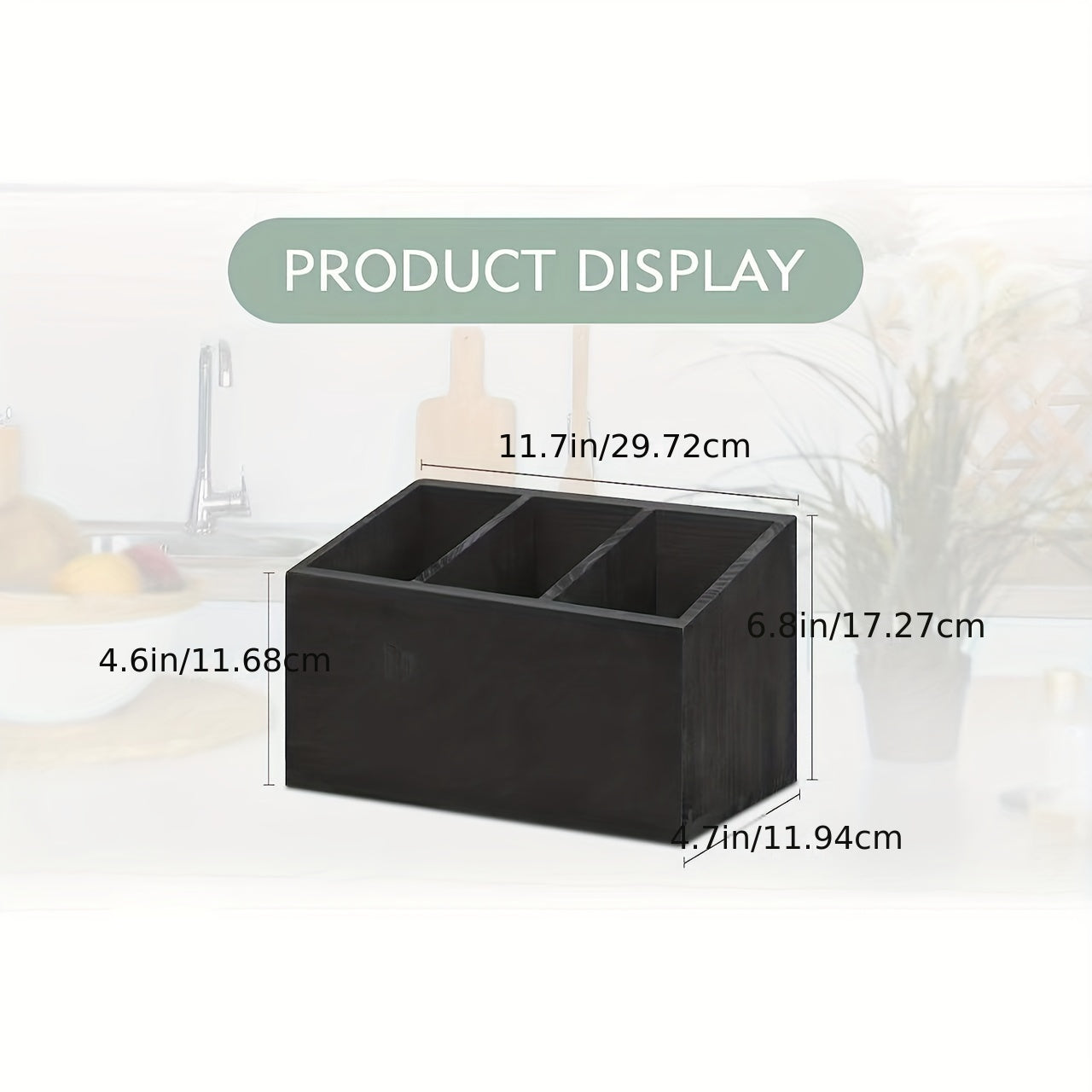 Farmhouse Style Wooden Tableware Rack with 2 Layers of Tableware Boxes - Ideal for Organizing and Storing Kitchen Items - Finished in Black