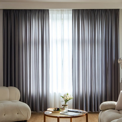 Classic Gray Velvet Curtain for Privacy & Home Decor - Semi-Sheer, Rod Pocket Design - Ideal for Living Room, Bedroom, or Office - 1 Piece