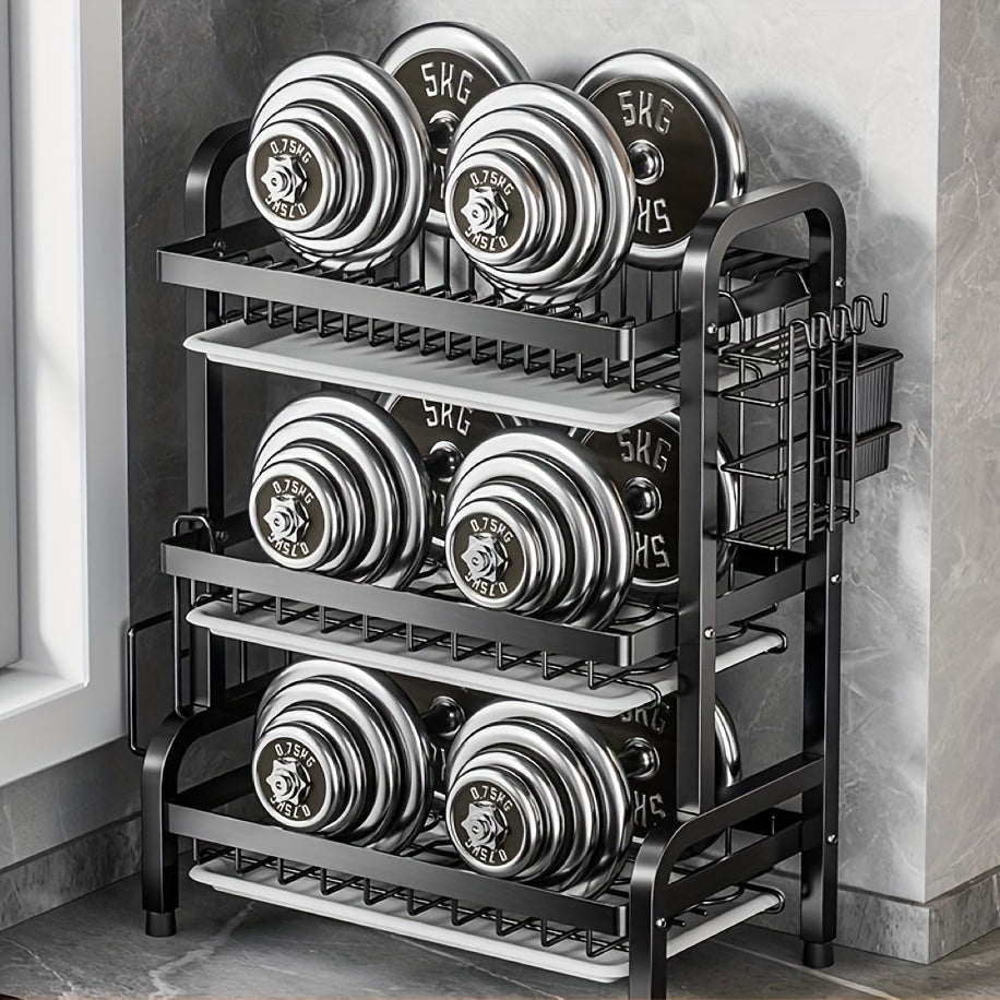 New high-quality carbon steel anti-rust three-layer utensil storage rack is ideal for families.