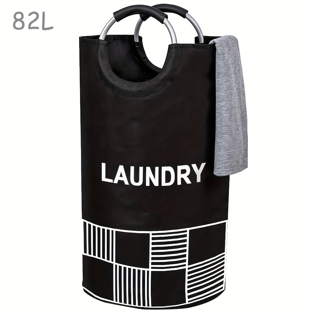 Waterproof laundry hamper with padded handles, stands up well and collapses for easy storage. Perfect for bathroom, laundry room, balcony, dorm, and more. Stay organized with this 82L/115L laundry basket.