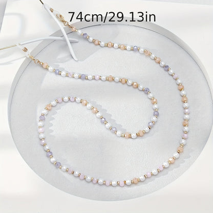 Stylish Glass Beaded Chain in Multiple Colors for Women, Trendy Mixed Metal Beads, Fits All Glasses, Sophisticated Fashion Accessory