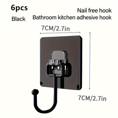 6 Heavy Duty Self Adhesive Wall Hooks for Multipurpose Use