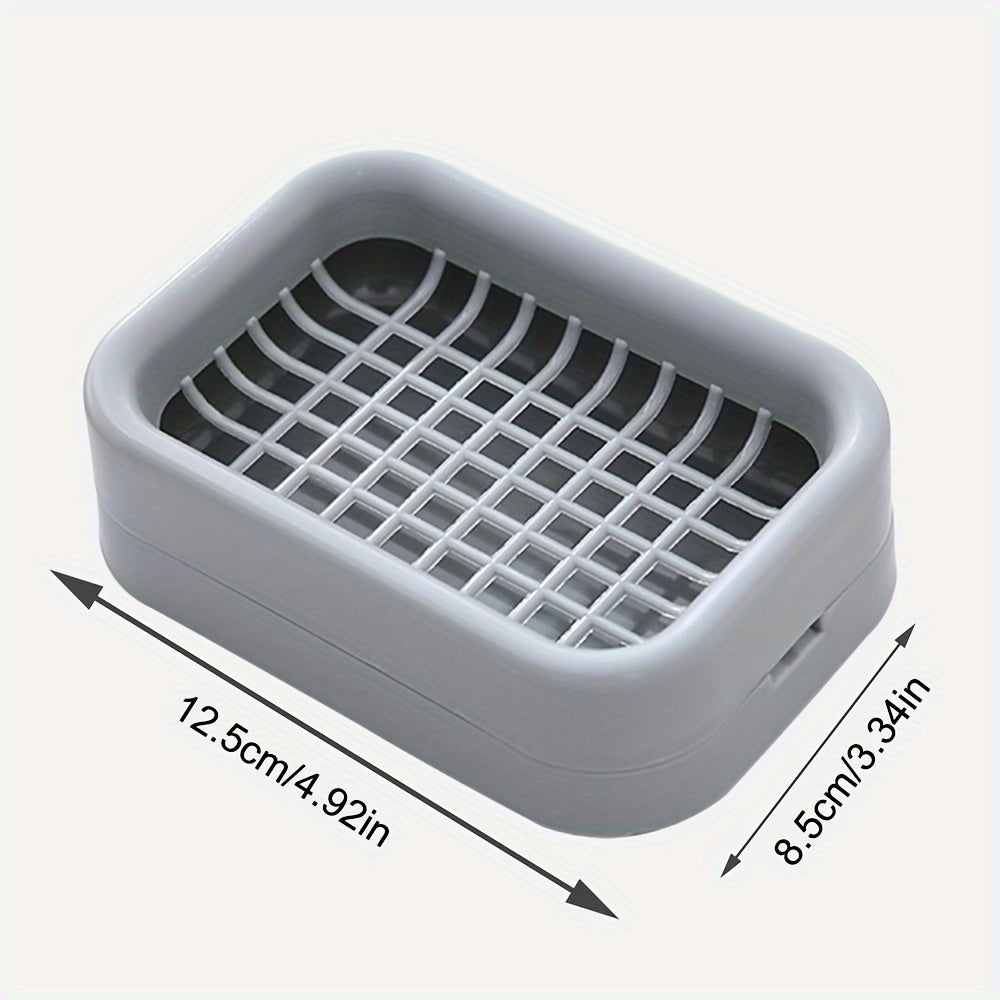 Stylish and Sturdy Solid Color Soap Dish with Drain - No Electricity Required, Ideal for Organizing Your Bathroom