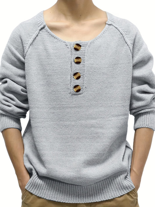 Upgrade your look with a stylish men's sweater with long sleeves and a cable knit design.