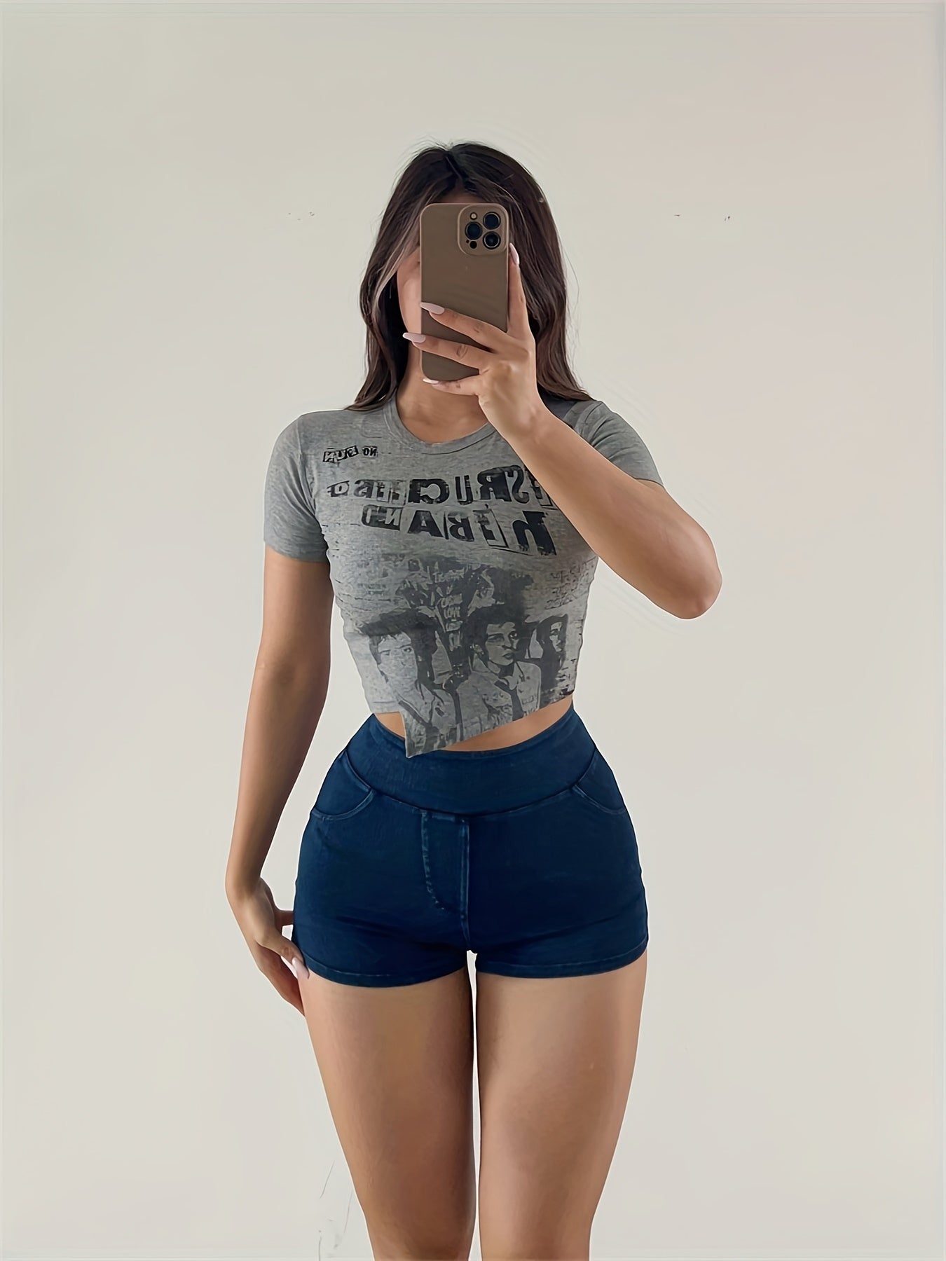 High waisted denim shorts that lift the booty and have a casual, skinny jean style.