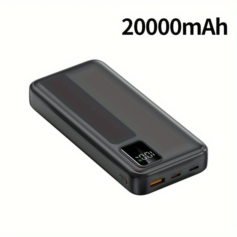 20000mAh Portable Power Bank with super fast charging and LED battery display, suitable for iPhone and Android devices. Ideal for outdoor emergencies.