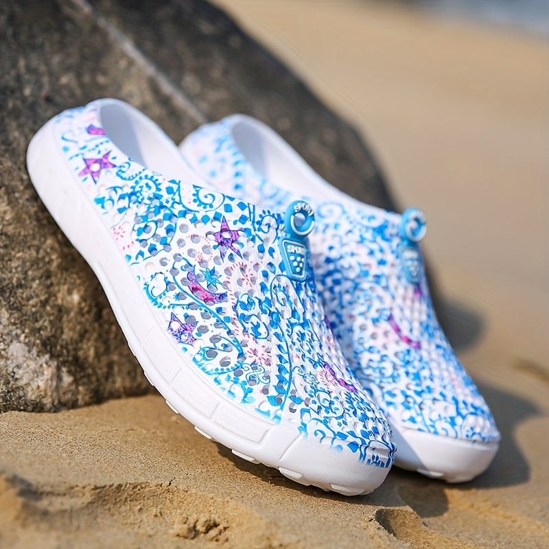 Women's Summer Beach Clogs: Star-patterned, multi-colored, lightweight, and comfortable unisex style