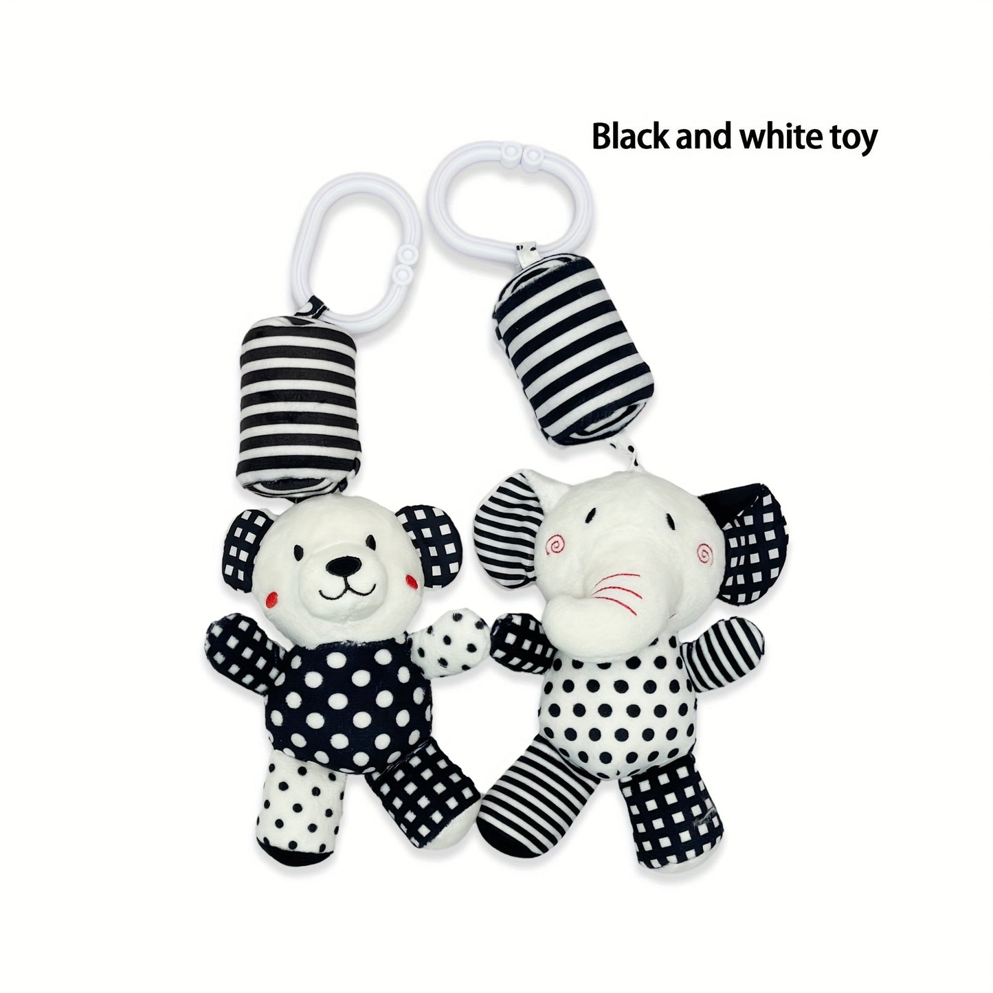 Baby Black and White Wind Chime Bed Decoration, Car Pendant for Newborns, Plush Baby Rattle, Visual Training Bell for 0-1 Year Olds, Early Education Christmas and Halloween Gift.