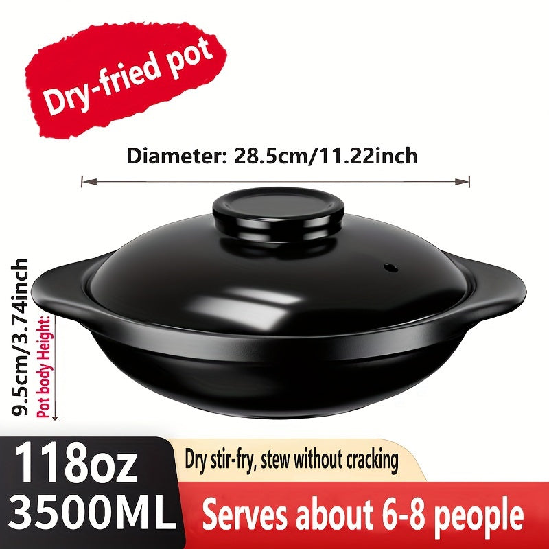 High-quality Ceramic Casserole with Lid - Classic Chinese Design, Versatile, Resistant to Heat & Sticking, Effortless to Clean, Long-lasting for both Home and Restaurant Settings, Offered in various sizes: 54.10oz, 64.3oz, 94.7oz, and 118oz.