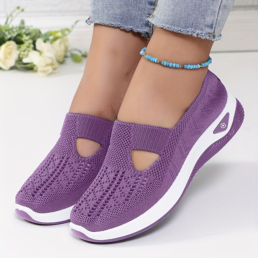 2024 New Style Women's Shoes: Breathable Knitted, Trendy Lace-Up Sports Shoes for Cross-Border Trade.