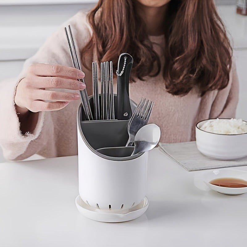 Polypropylene Kitchen Utensil Holder with Drain Tray, Convenient Cutlery and Spice Rack Organizer, Perfect for Gifting or Home Use during the Holidays