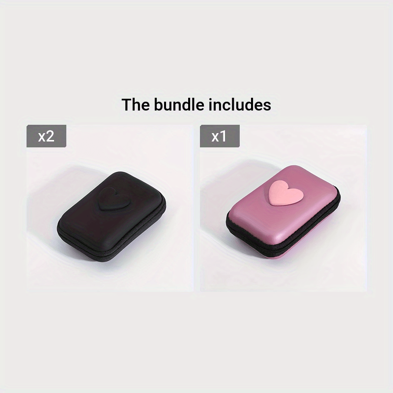 Heart-shaped storage bag for earphones, data cables, and chargers with anti-fall zipper.