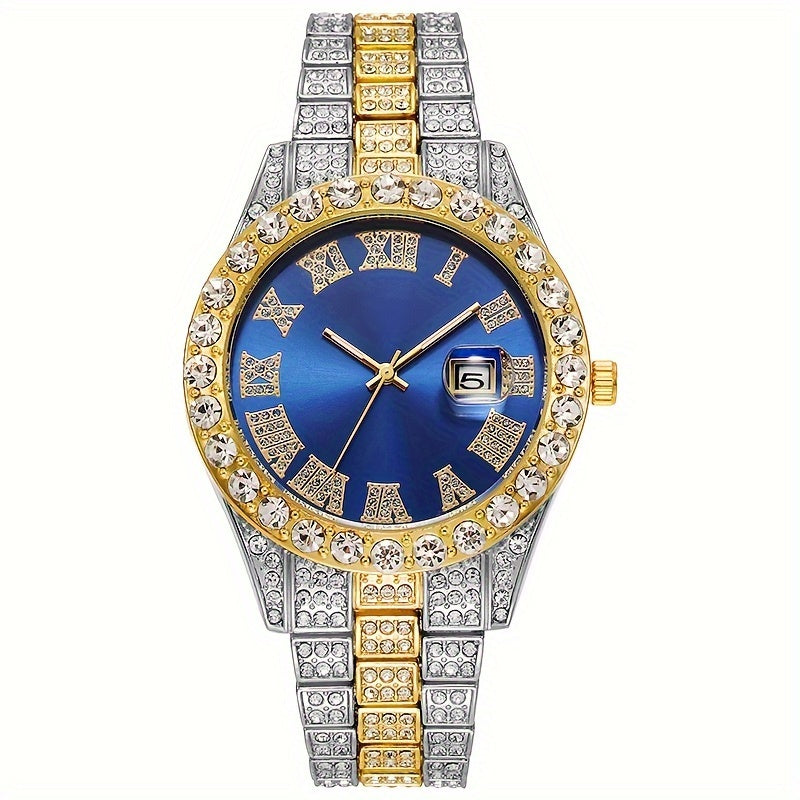 Men's Fashion Trend Rhinestone Calendar Watch