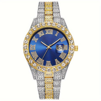 Men's Fashion Trend Rhinestone Calendar Watch