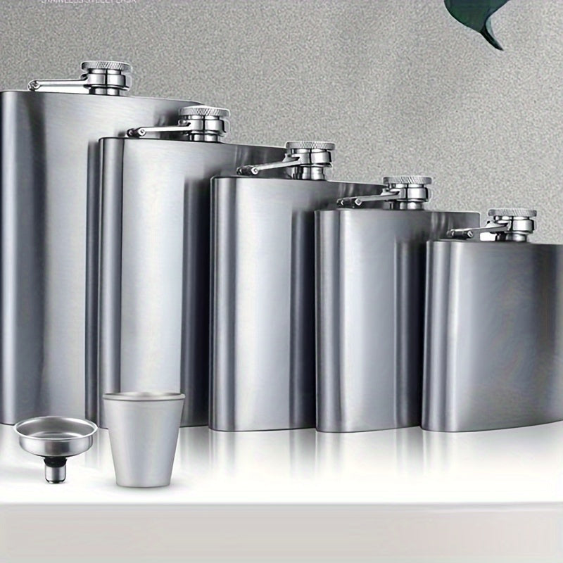 Durable stainless steel flask ideal for wine, whiskey, and vodka. Perfect gift for holidays or Father's Day.