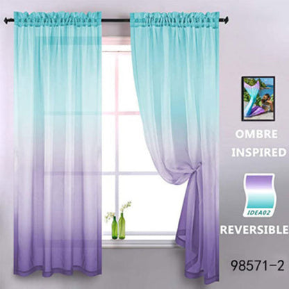 Elegant home decor - 1pc of gradient sheer curtains featuring top & bottom two-tone design in wear rod style.