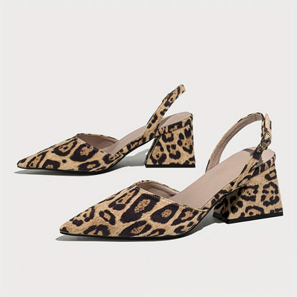 2025 Large Brown Heel Sandals for Women with Leopard Print