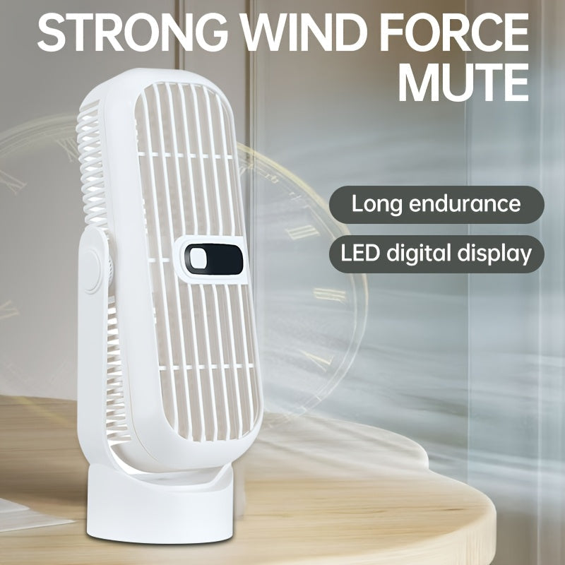 Sleek White Ultra-Quiet Portable Desktop Fan Featuring Dual High-Speed Motors, 720° Adjustable Airflow, USB Rechargeable Large Capacity Battery - Ideal for Indoor & Outdoor Cooling