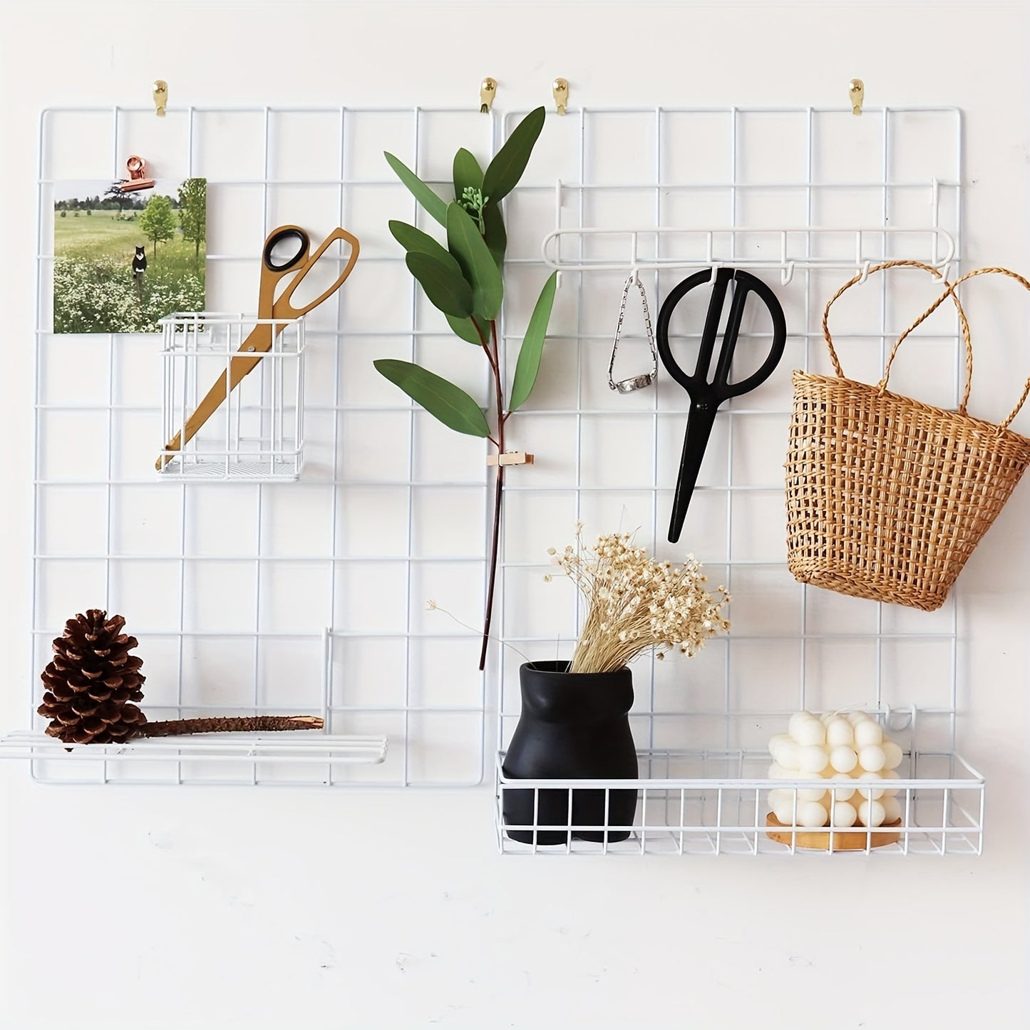 Mesh photo display and organization panel perfect for DIY wall art and school organization.