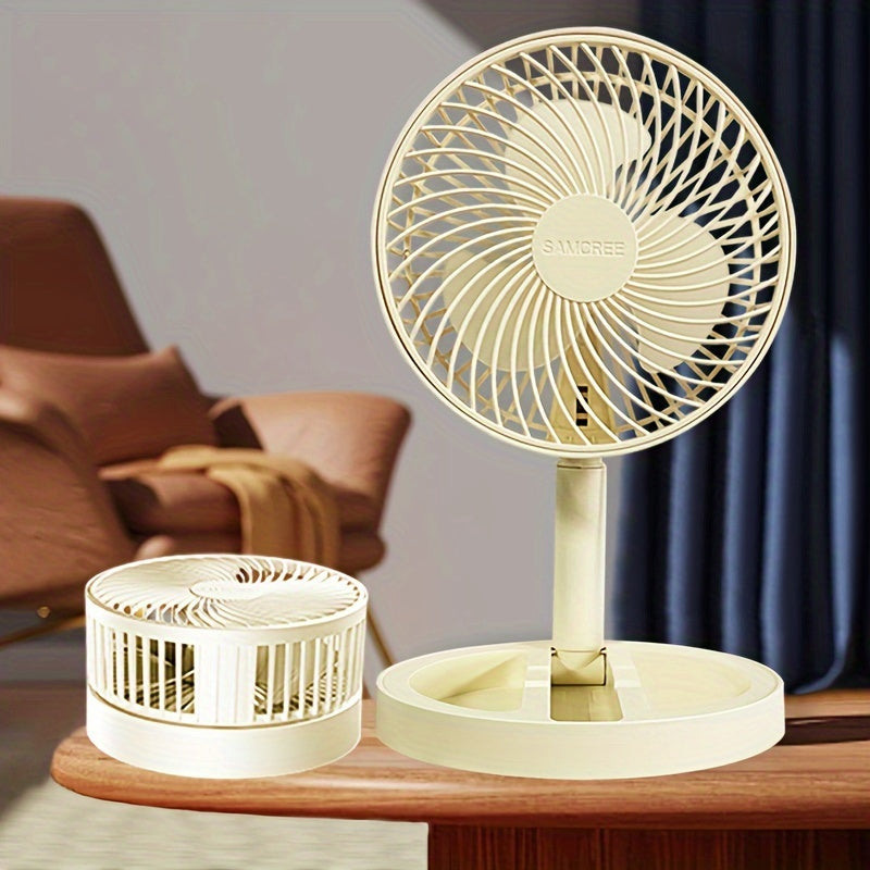 Compact and Mighty Portable Fan - USB-Powered, Foldable for Convenient Home & Office Use, Mini Standing Fan with Easy Carry Handle for Cool Comfort, Portable Mini Fan in a Quiet yet Powerful Design