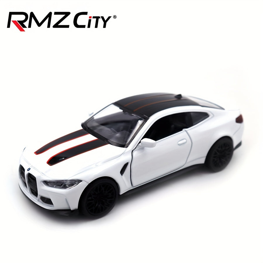 RMZ City 1:36 o'lchamdagi alyuminiy BMW M4 CSL sport avtomobili modeli - tortish harakati, qo'lda boshqarish, qizil va qora variantlar bilan die-cast to'plovchi o'yinchoq - avtomobillarni sevuvchi bolalar uchun mukammal tug'ilgan kun sovg'asi