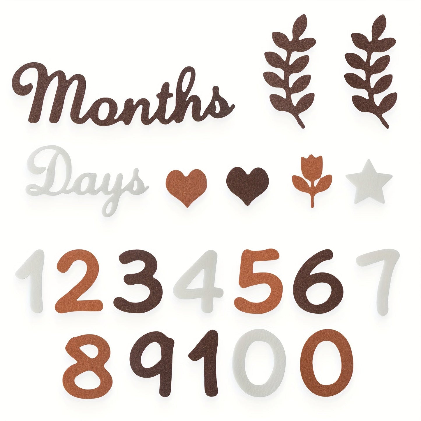 Set of milestone marker cards made from non-woven fabric, featuring adorable growth record designs.