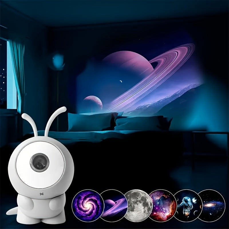 1pc 6-in-1 Star Projector Galaxy Light for Bedroom Decor, Constellation Projection, Rechargeable Night Light with 360° Rotation.