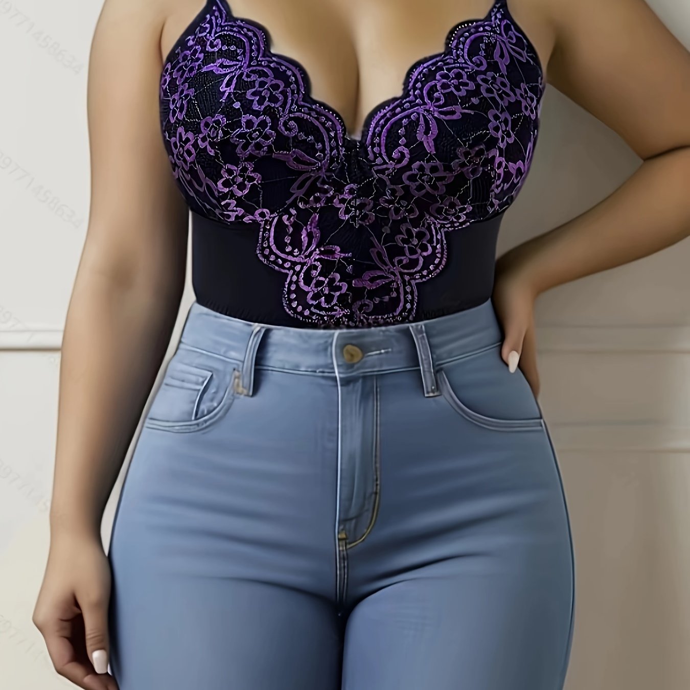 Plus Size Sexy Floral Embroidered Longline Bra