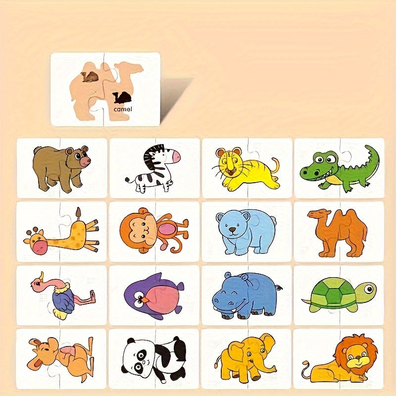 Educational puzzle set for kids with characters, occupations, fruits, vegetables, and vehicles — promotes cognitive development with colorful flashcards.