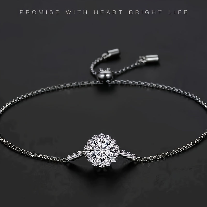 Sterling Silver Bracelet for Women - This elegant bracelet is made of 925 sterling silver and features an adjustable Moissanite gemstone in D color weighing 1 carat. The synthetic June birthstone adds a touch of sophistication to this fashionable