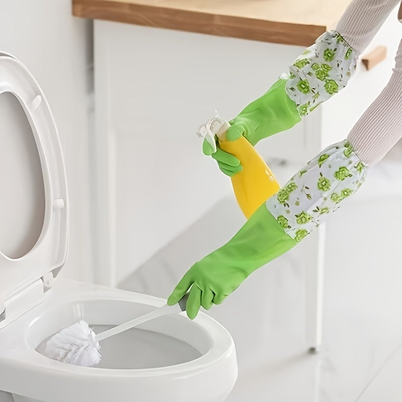 Get ready for all your cleaning needs with this pair of premium plush thickened rubber gloves! These unisex gloves are waterproof and perfect for kitchen dishwashing, household chores, outdoor gardening, laundry, car washes, and more. Made from durable