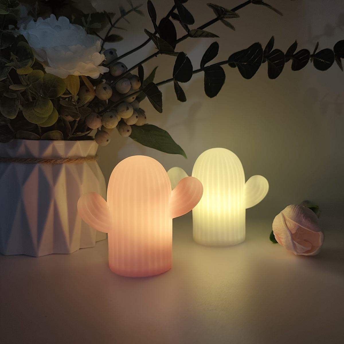 LED cactus night light with push button control, battery operated. Can be mounted on wall. Makes a great gift for family, friends, or classmates.