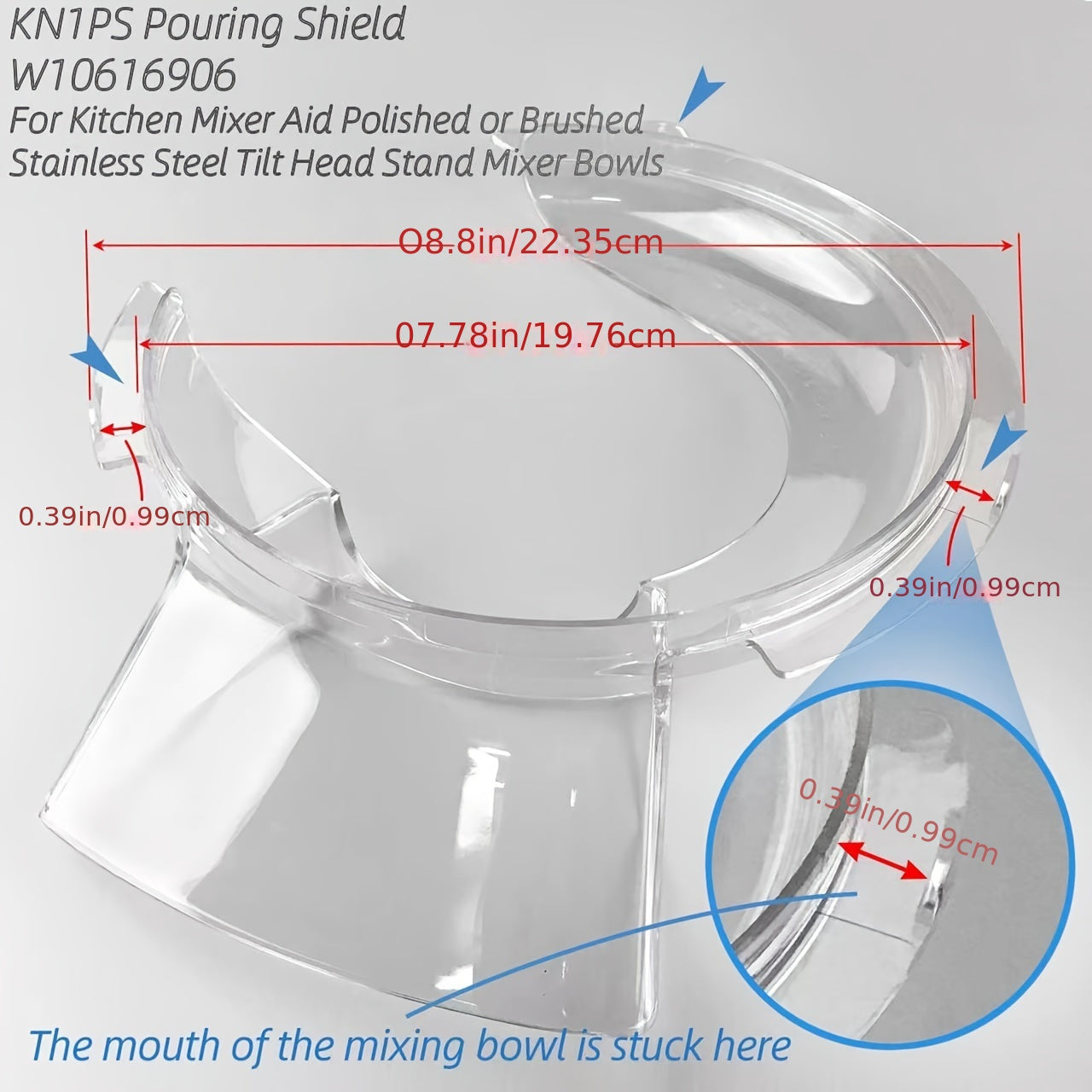 Tizimni xavfsiz o'rnatish uchun Splash Guard aksessuarli - 4.5 va 5 kvartli idishlarga mos keladigan, zanglamaydigan po'latdan yasalgan idish uchun to'kib qo'yish qopqog'i bilan Tilt-Head Stand Mixer xavfsizlik qopqog'i