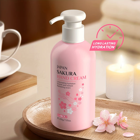 LAIKOU Sakura Hand Cream 200g, Deep Hydration with Vitamin C and Niacinamide, Gentle Formula for Dry & Sensitive Skin