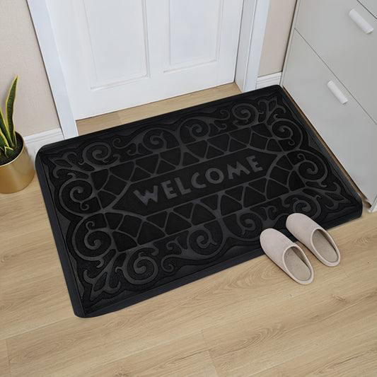 Welcome your guests with this 1-piece doormat. Made of hand washable polyester with an anti-slip PVC backing, this dirt-resistant, rectangle entry rug is perfect for both indoor and outdoor use.