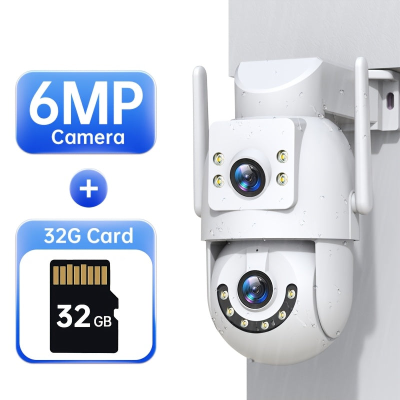 Upgrade your home safety with the JOOAN HD 1080p Dual Lens Security Camera, featuring 360-degree remote surveillance, two-way audio, full color night vision, and Wi-Fi connectivity. This app-controlled camera is USB powered and has an irregular shape for