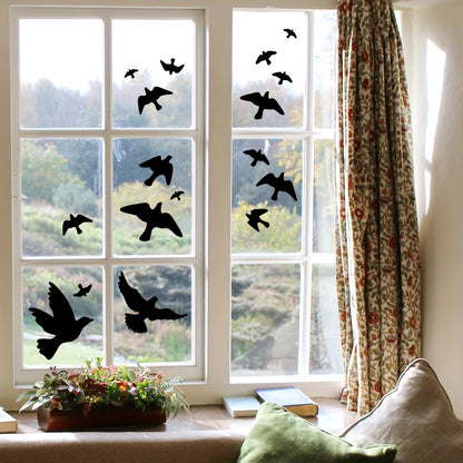 Black Bird Wall Decal - PVC Window Cling for Home & Office Decor, Modern Animal Print Design - Stylish and Chic