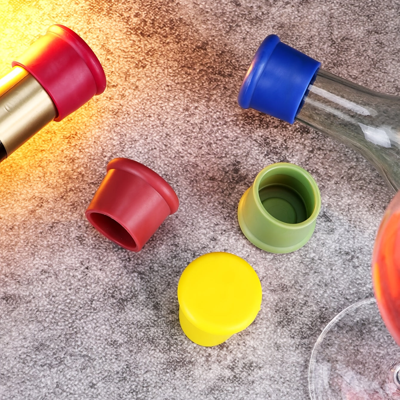 Silicone Wine Bottle Caps - Food Grade Multicolor, Leak-proof, Sealed Fresh-keeping Plug