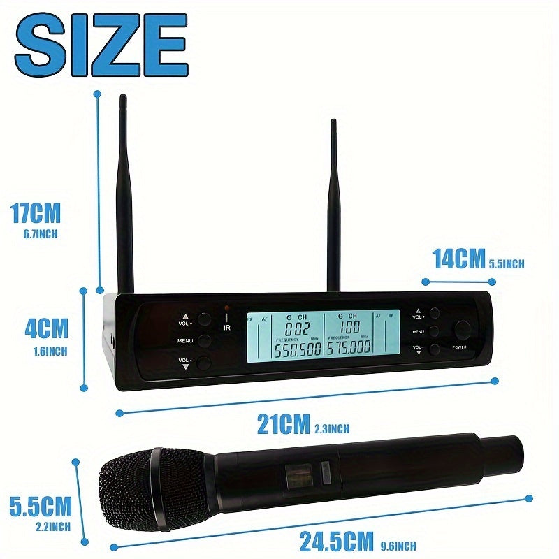 XGES707 Professional 100 Channel Dynamic Microphone System for karaoke, DJ, home singing, KTV party, and meetings with EU plug