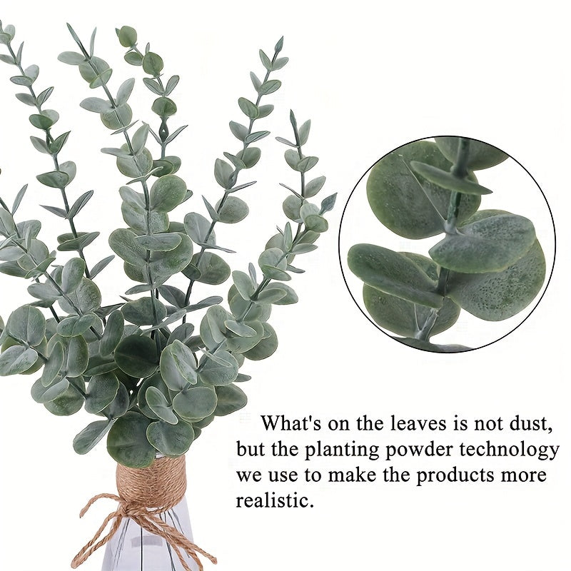 10pcs Artificial Eucalyptus Leaves for Home and Garden Decoration, Silvery Dollar Greenery Stems for Wedding and Party Centerpieces, Outdoor Table Wreath.