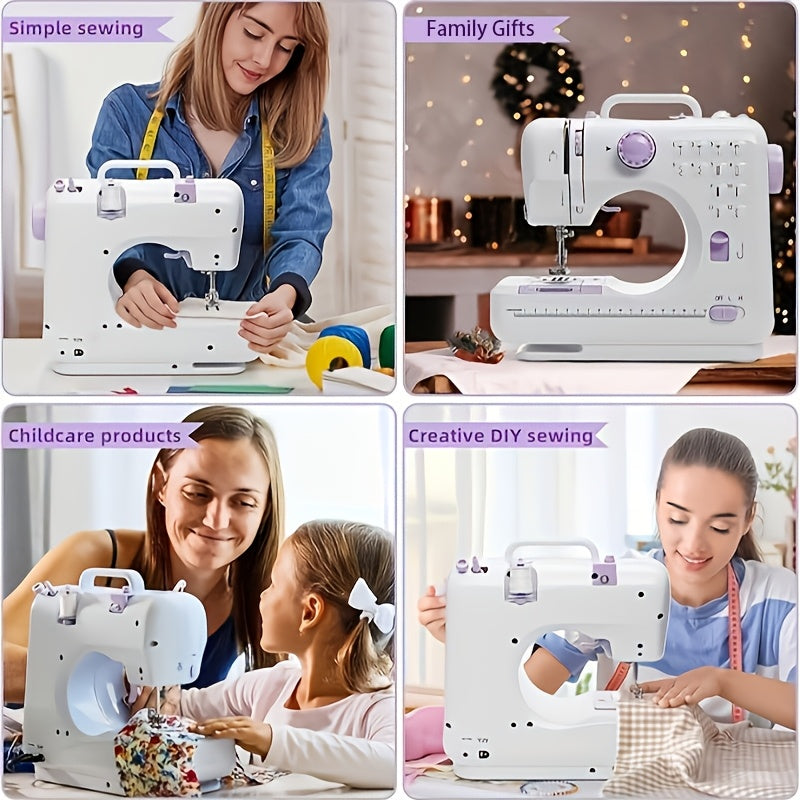 Portable sewing machine comply with European regulations - 12 stitches, dual-speed pedal, perfect for home and beginner use.