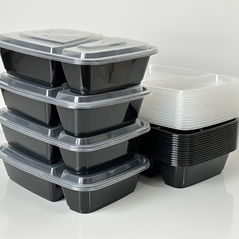 Disposable lunch boxes available in packs of 10, 20, 50, or 100. These reusable and durable meal prep containers are microwaveable and extra large and thick. They are BPA free with lids included, suitable for school, office, camping, and picnic use.