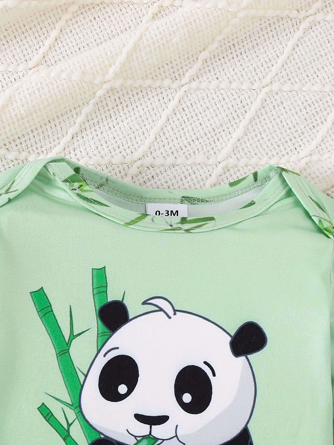 Newborn Panda Print Three-piece Set for Spring and Autumn, suitable for outdoor wear.