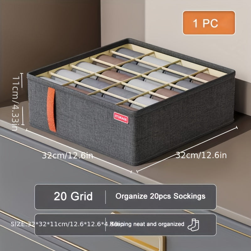 Versatile Clothes Organizer with Grids Container for Easy Underwear Storage in Wardrobe