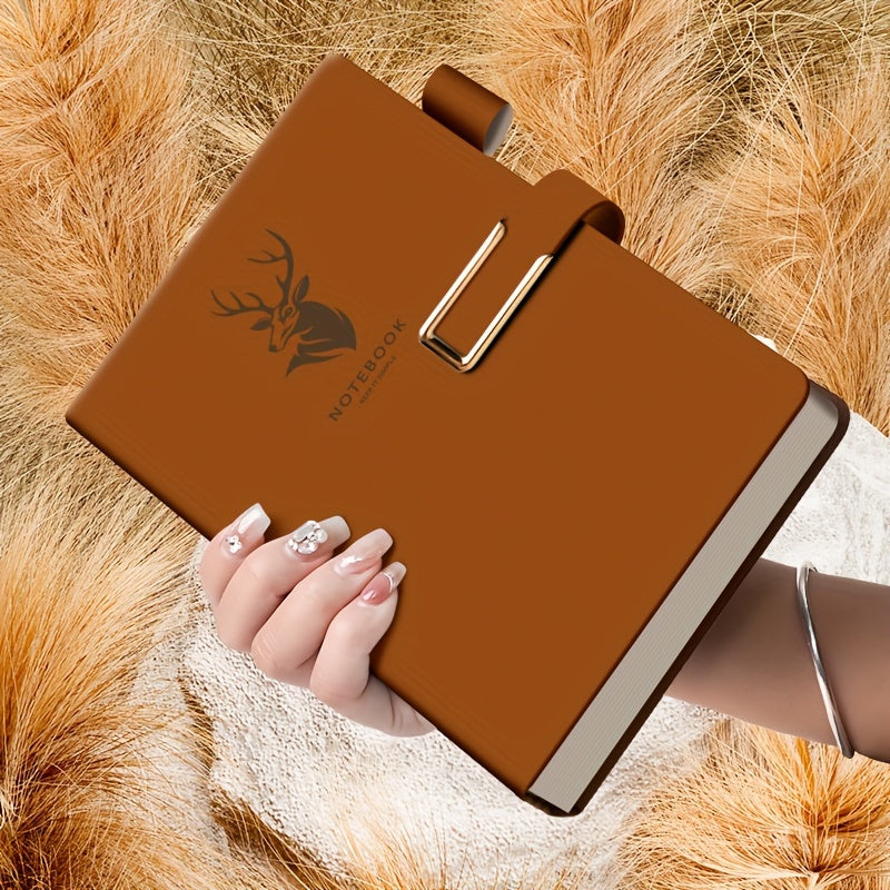 Classic A5 hardcover notebook made of waterproof faux leather with a magnetic closure, perfect for college and office notes.