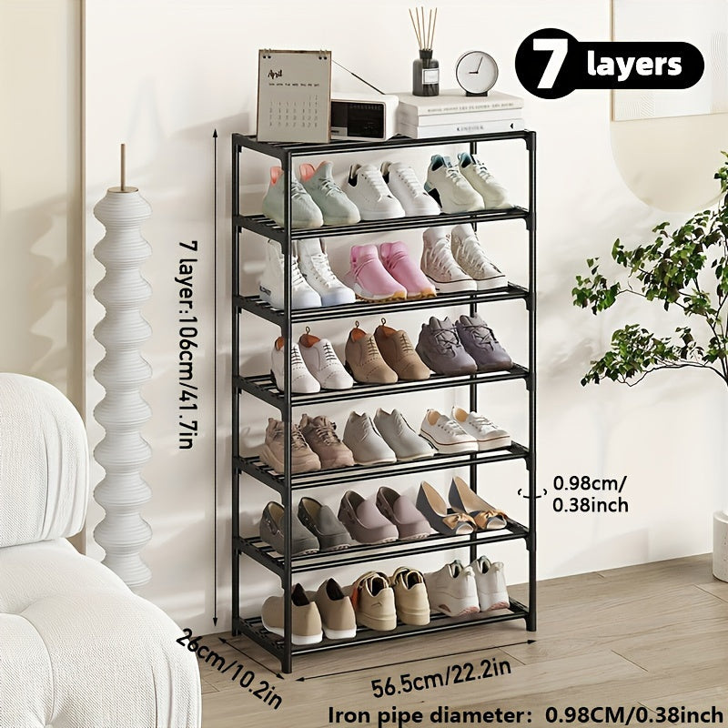 1-piece Easy to Assemble Multi-Tier Shoe Rack for Durable and Efficient Shoe Storage in Entryway, Hallway, Bedroom, Living Room, Home, or Dorm - Available in 2-8 Layers