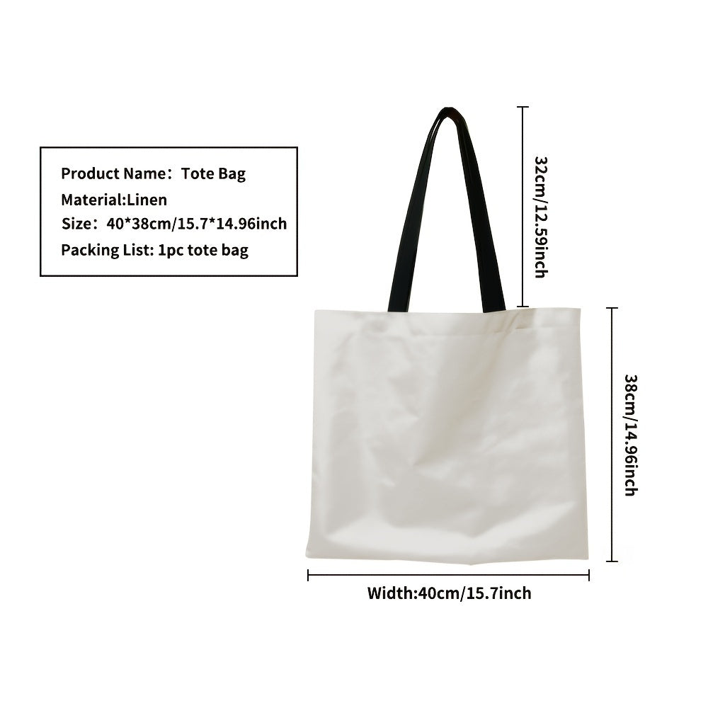 Personalized reusable tote bag with customizable photo and text, foldable design, made of polyester in mixed colors.